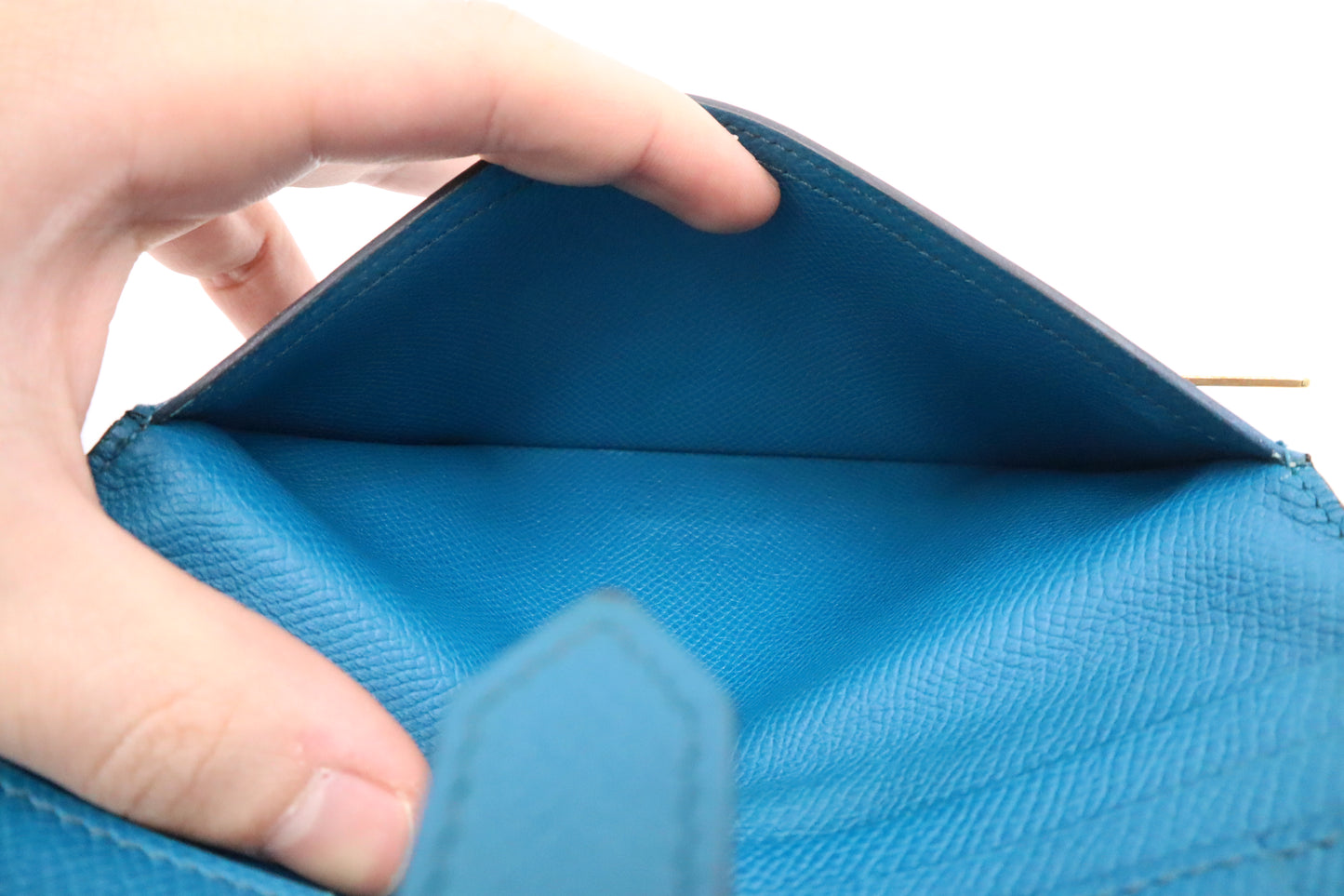 Hermes Bearn Wallet in Blue Leather
