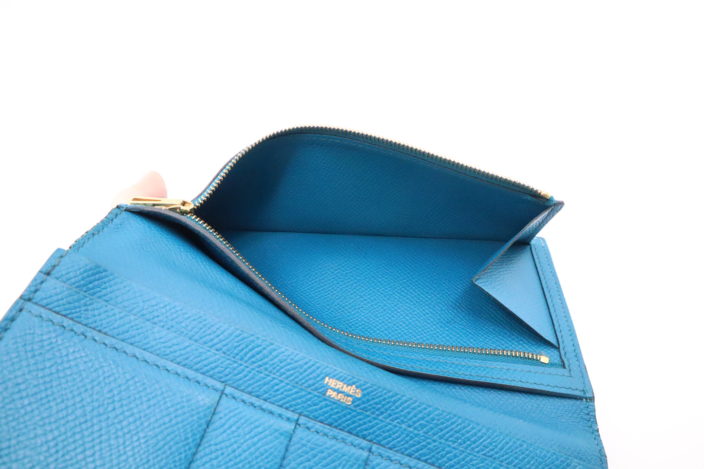 Hermes Bearn Wallet in Blue Leather