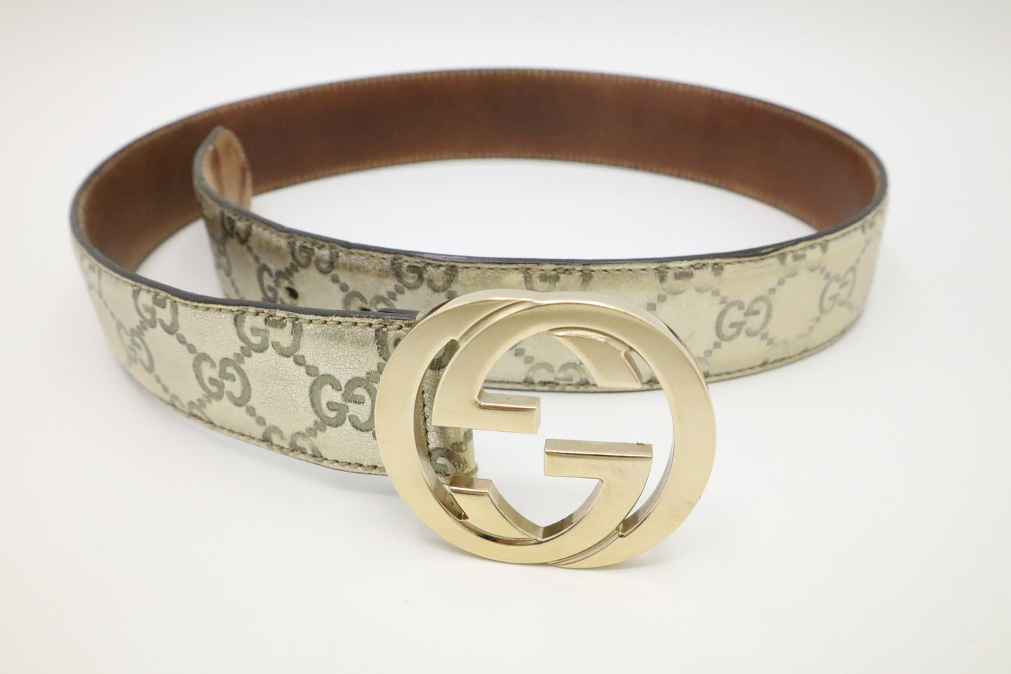 Gucci Belt in Gold GG Canvas