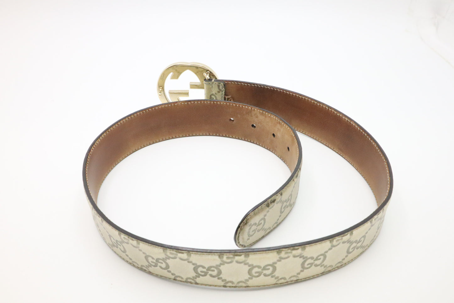 Gucci Belt in Gold GG Canvas