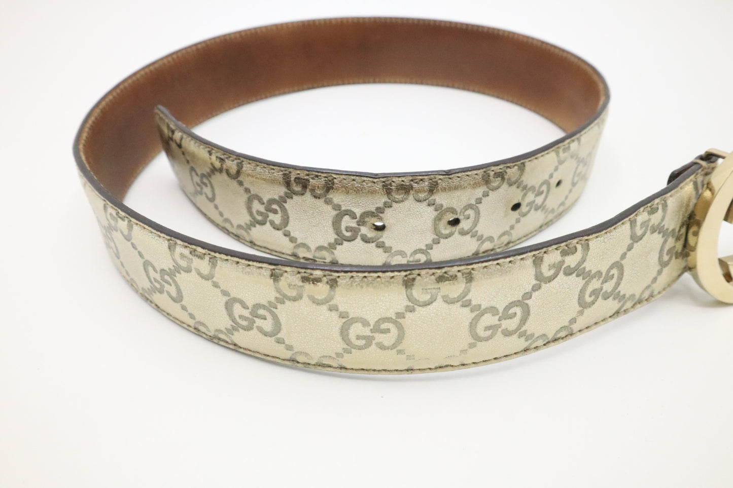 Gucci Belt in Gold GG Canvas