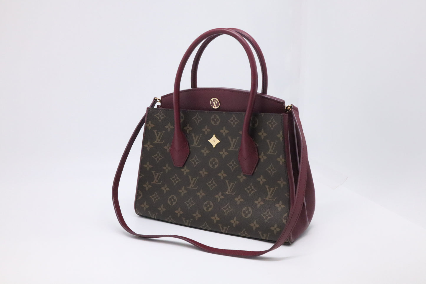 Louis Vuitton Florine Shoulder Bag in Burgundy Leather and Monogram Canvas