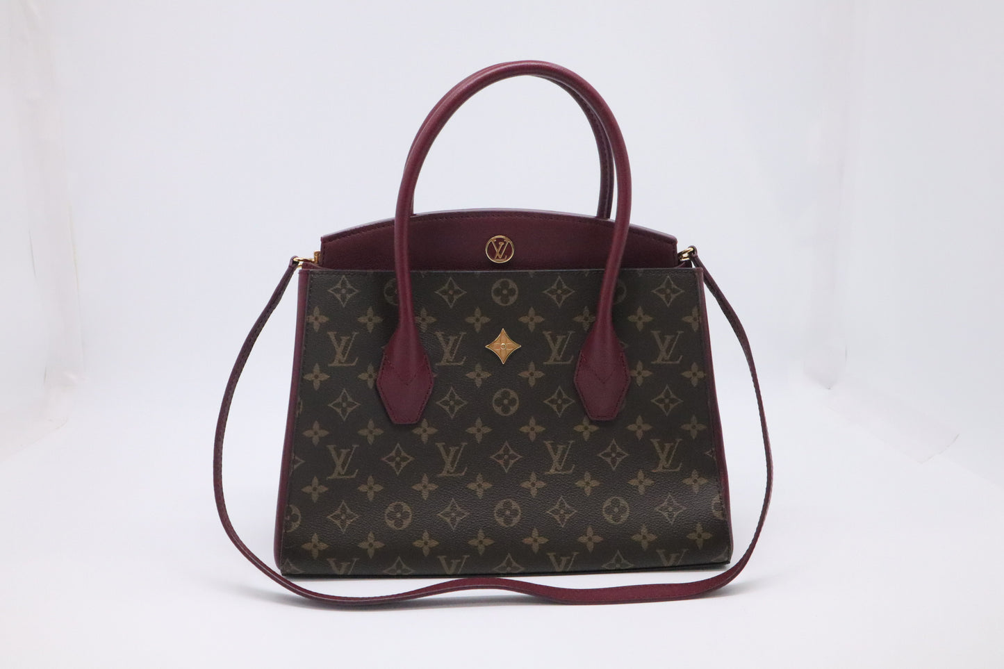 Louis Vuitton Florine Shoulder Bag in Burgundy Leather and Monogram Canvas