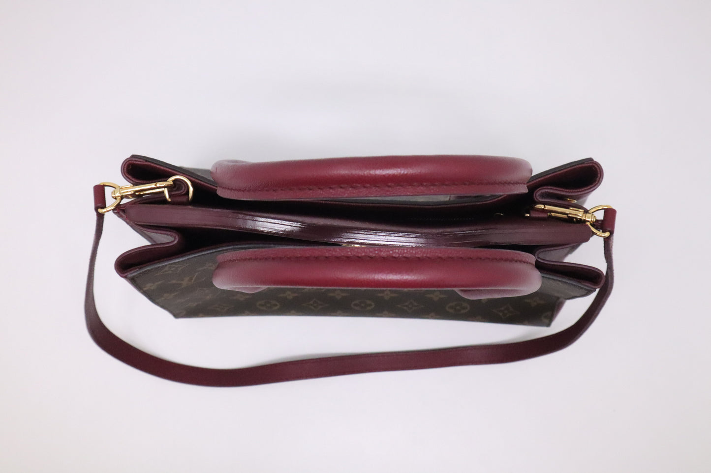 Louis Vuitton Florine Shoulder Bag in Burgundy Leather and Monogram Canvas