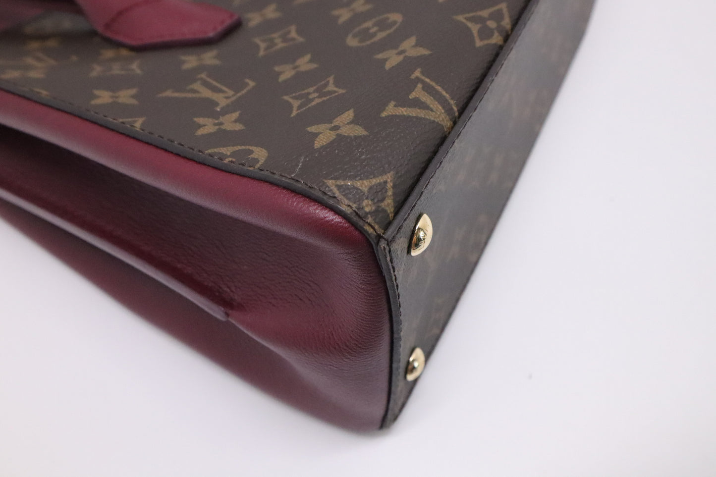 Louis Vuitton Florine Shoulder Bag in Burgundy Leather and Monogram Canvas