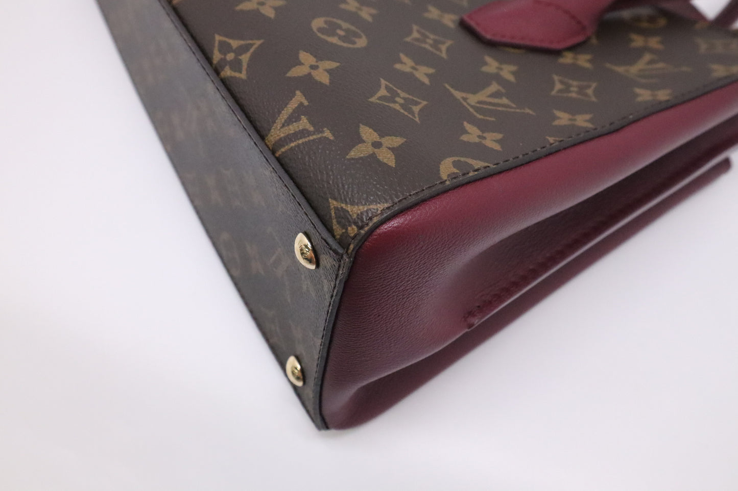 Louis Vuitton Florine Shoulder Bag in Burgundy Leather and Monogram Canvas
