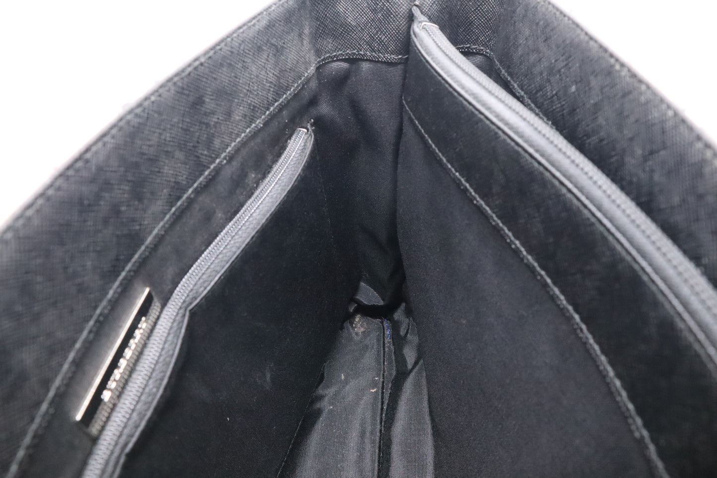 Burberry Handbag in Black Leather & Cream Checked Canvas
