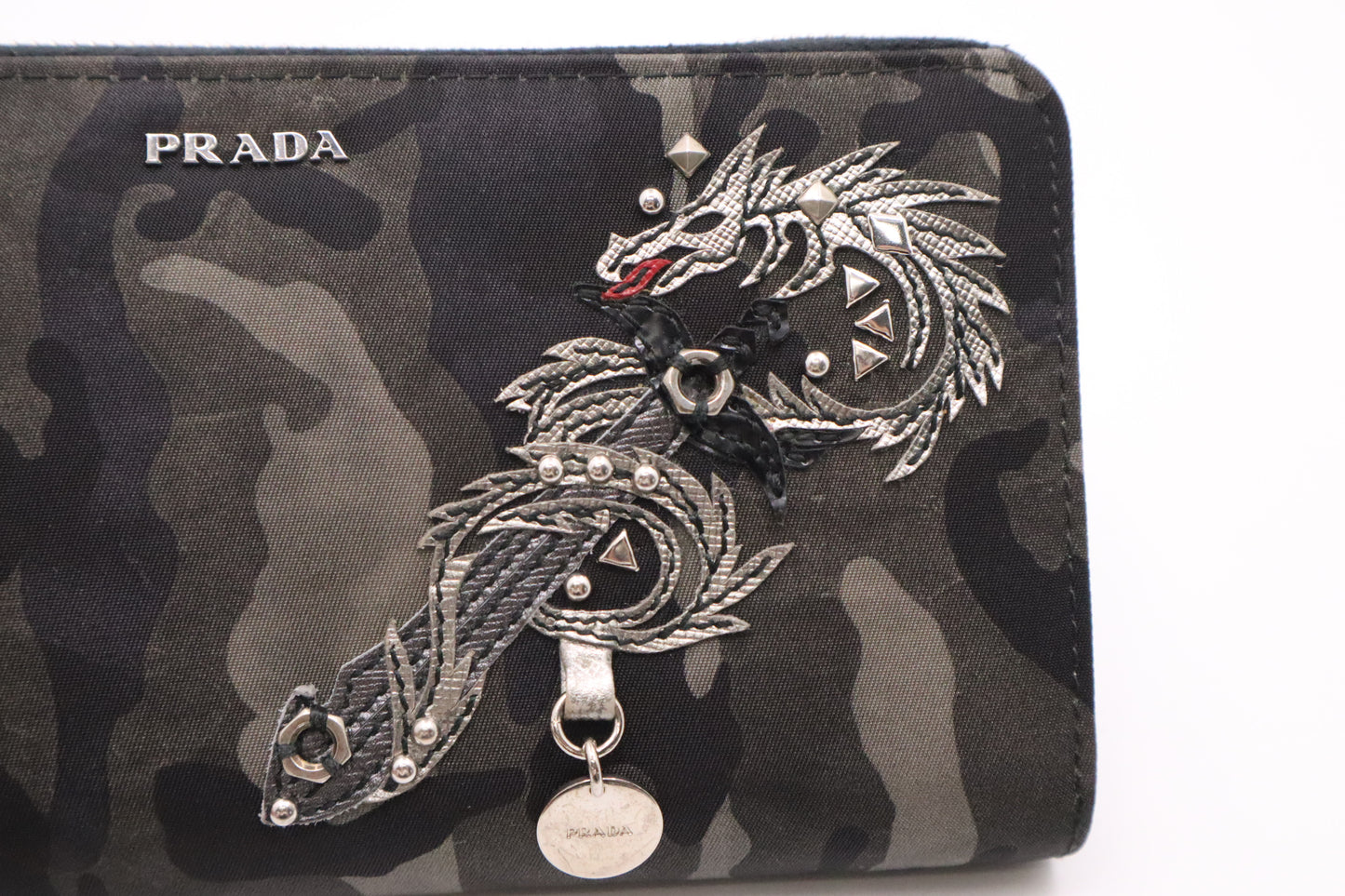Prada Dragon Long Zippy Wallet in Dark Camouflage Nylon