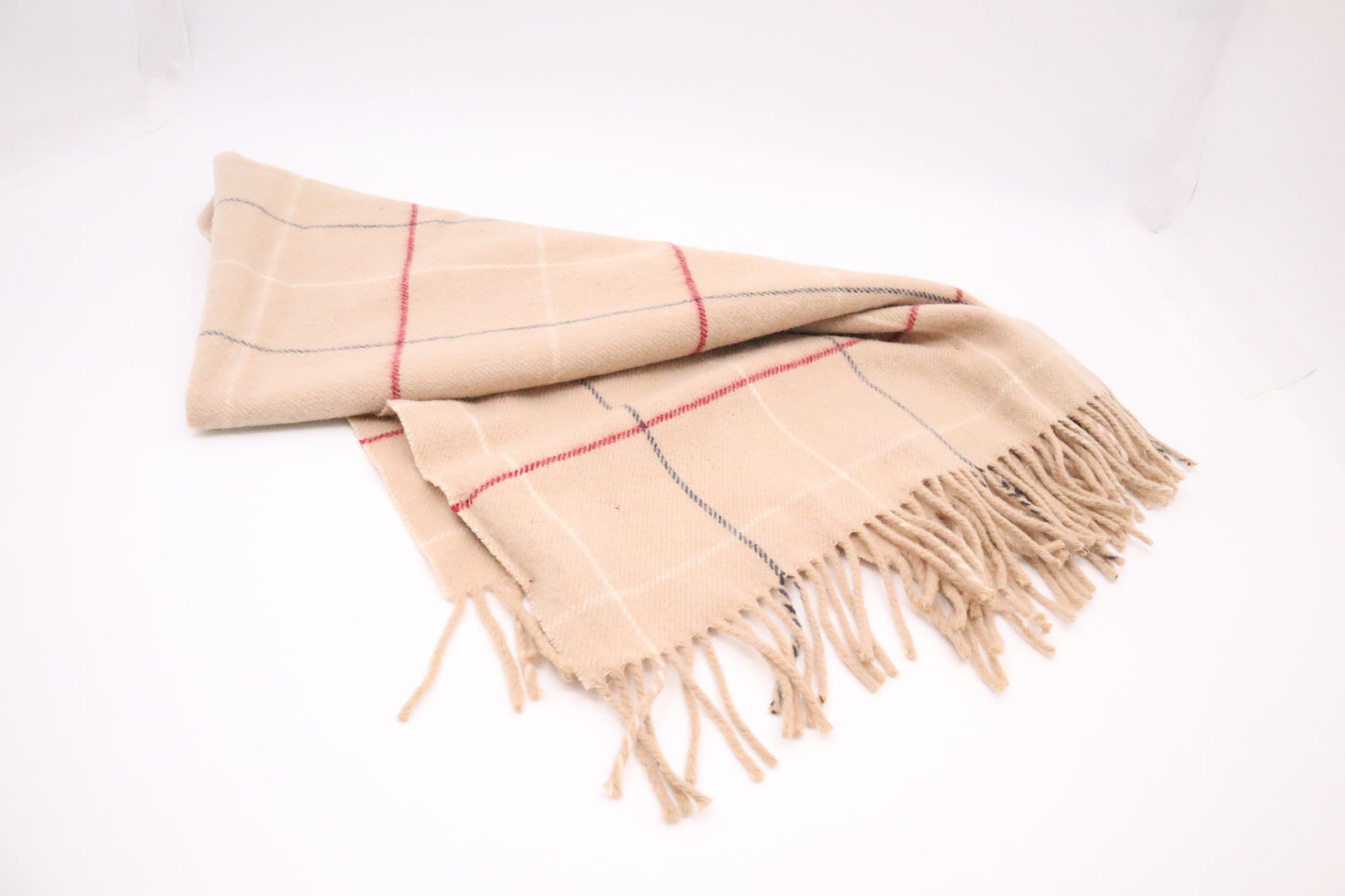 Burberry Scarf in Beige Checked New Wool
