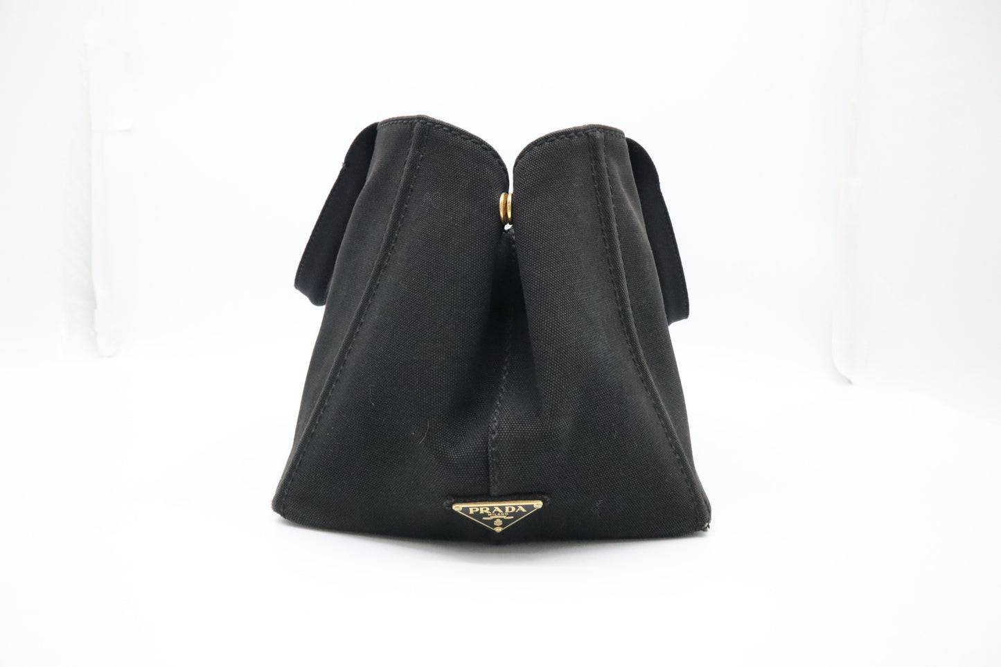 Prada Large Canapa Tote in Black Cotton Canvas