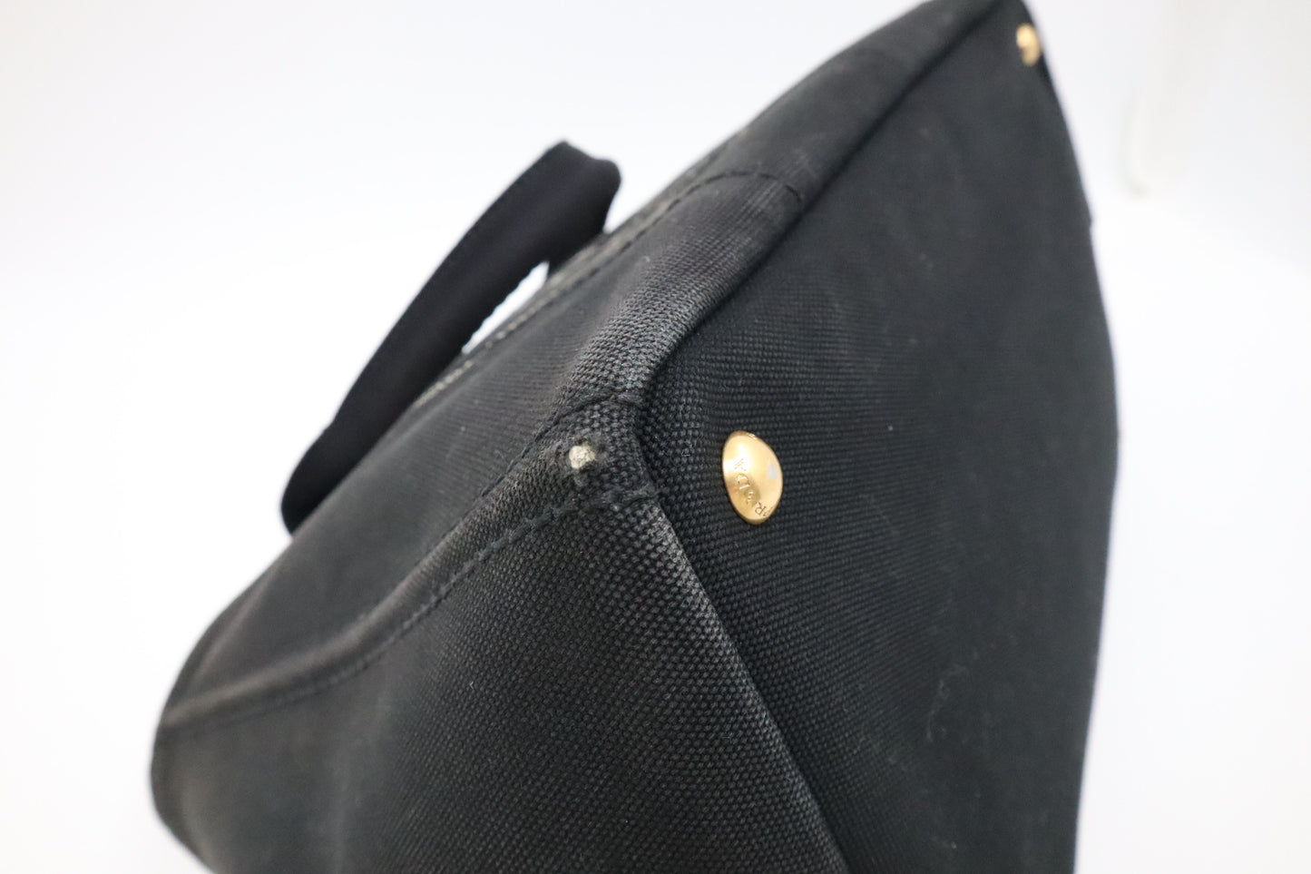 Prada Large Canapa Tote in Black Cotton Canvas