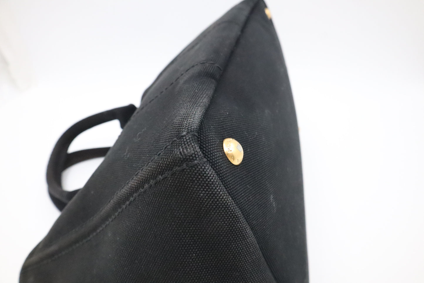 Prada Large Canapa Tote in Black Cotton Canvas