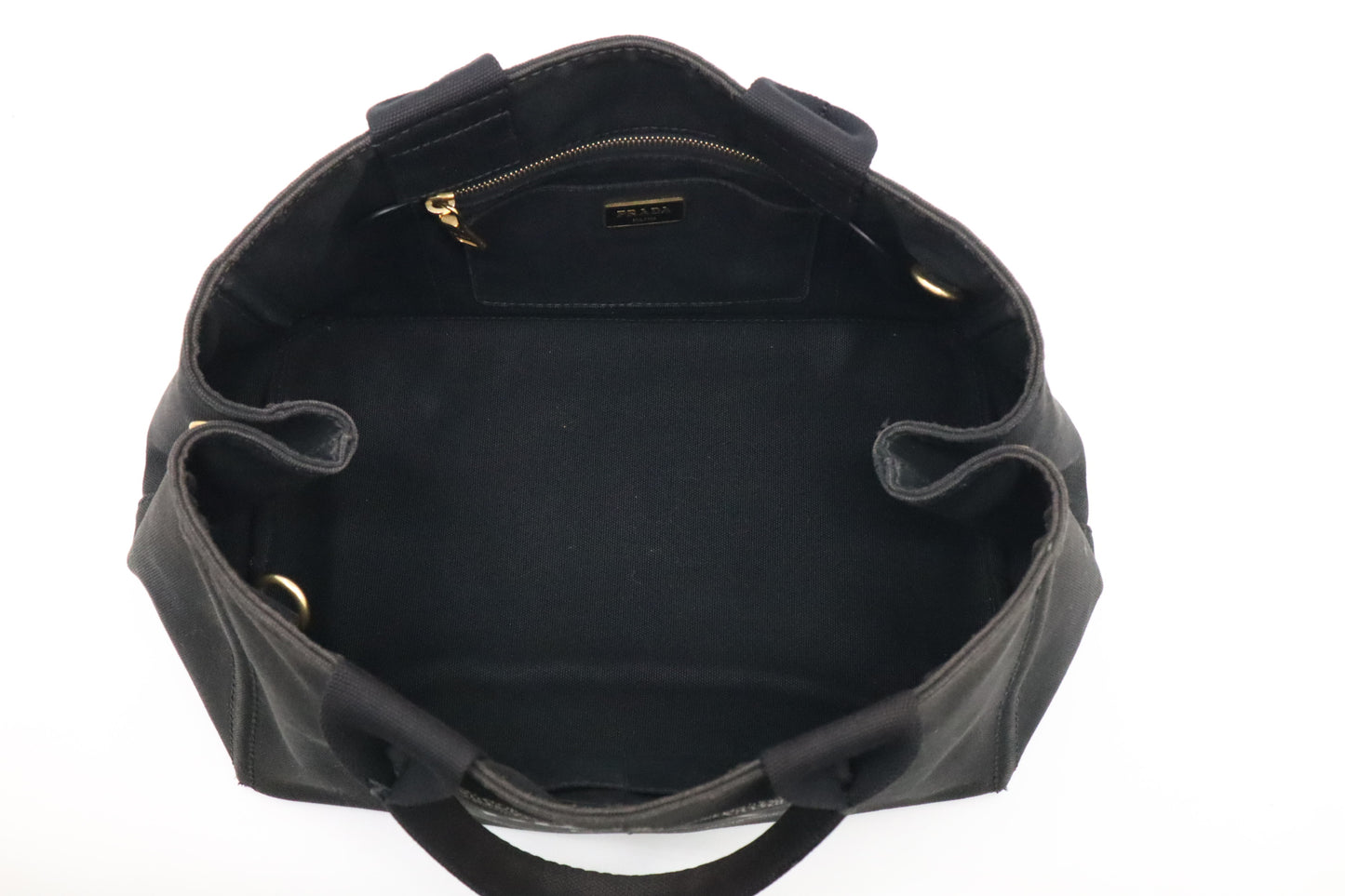 Prada Large Canapa Tote in Black Cotton Canvas