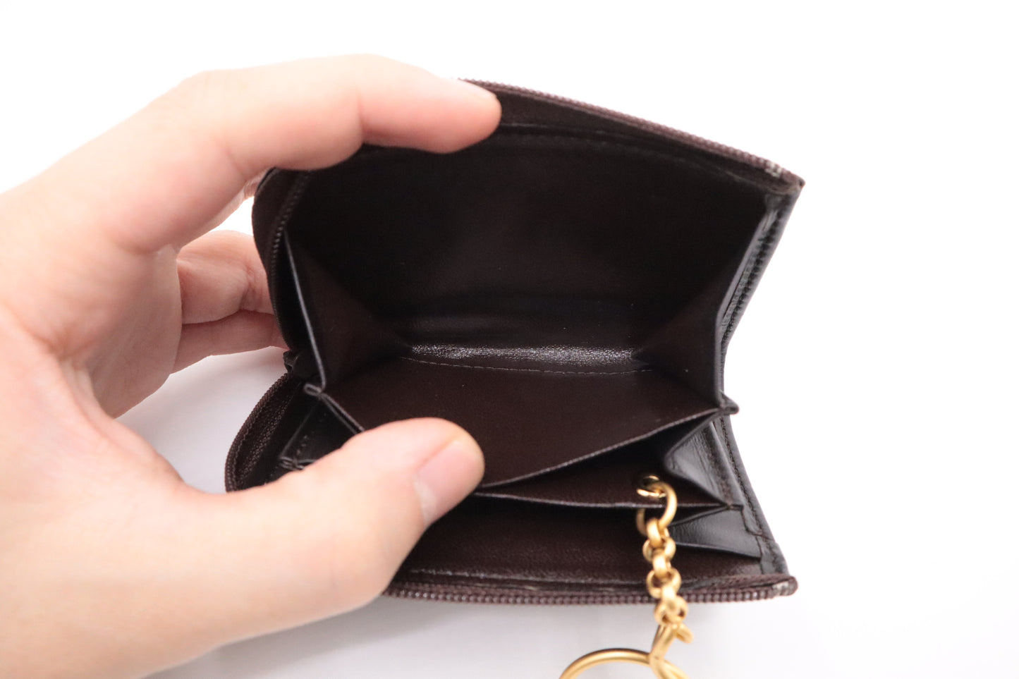 YSL Saint Laurent Coin Case in Brown Leather