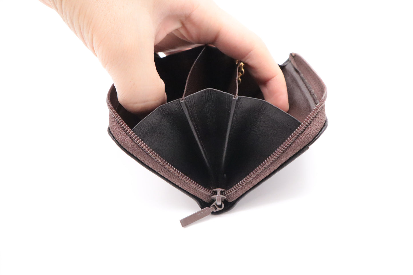 YSL Saint Laurent Coin Case in Brown Leather