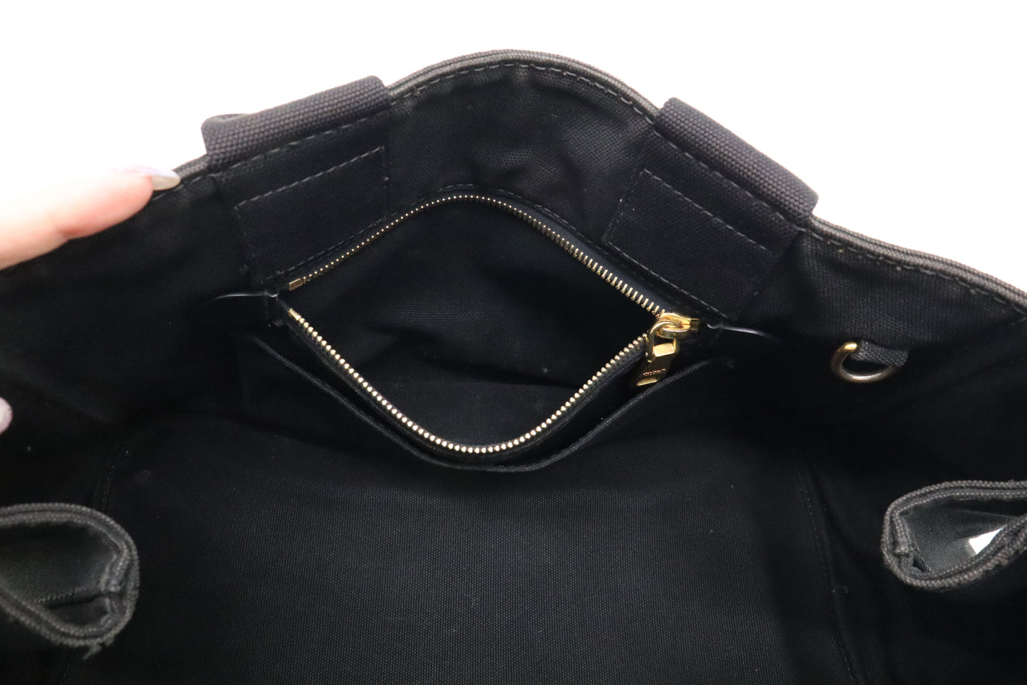 Prada Large Canapa Tote in Black Cotton Canvas