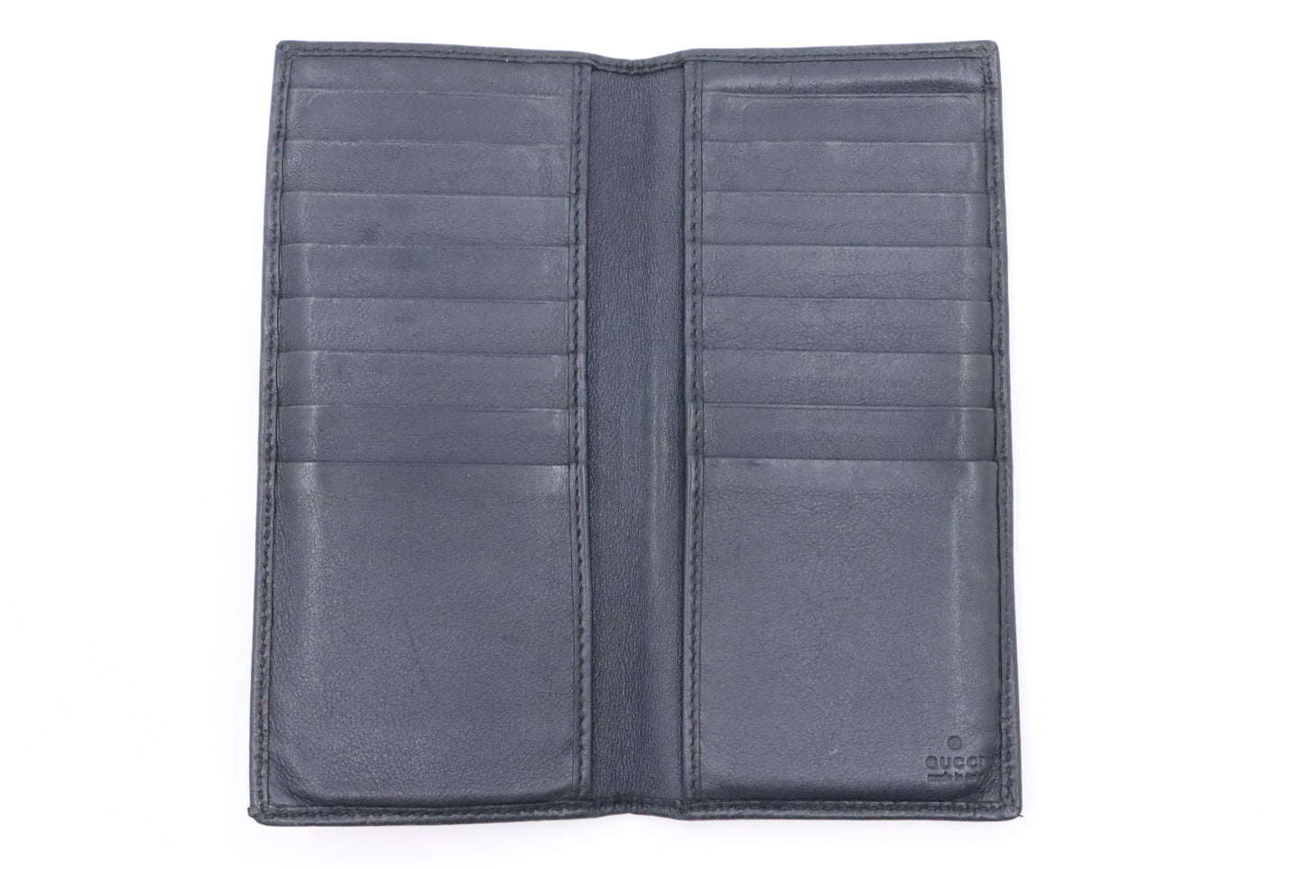 Gucci Bifold Long Wallet in Navy Microguccissima Leather