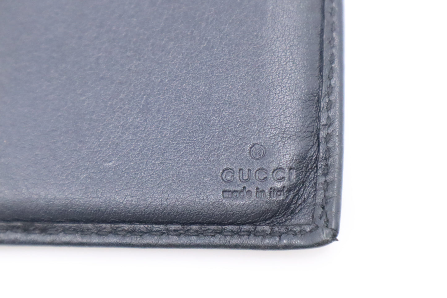 Gucci Bifold Long Wallet in Navy Microguccissima Leather