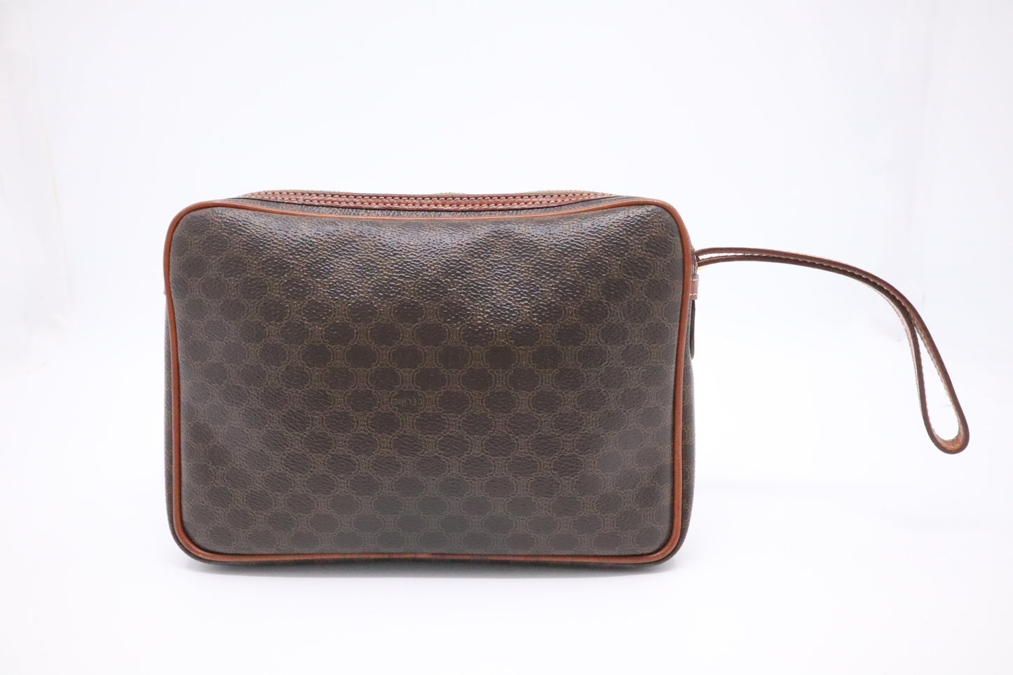 Celine Wrist Pouch in Brown Macadam Canvas