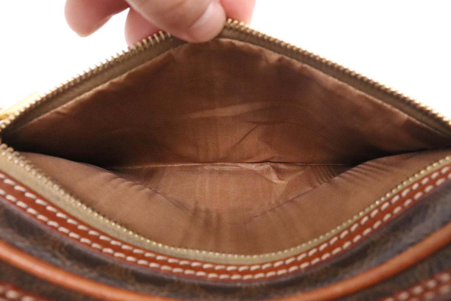 Celine Wrist Pouch in Brown Macadam Canvas