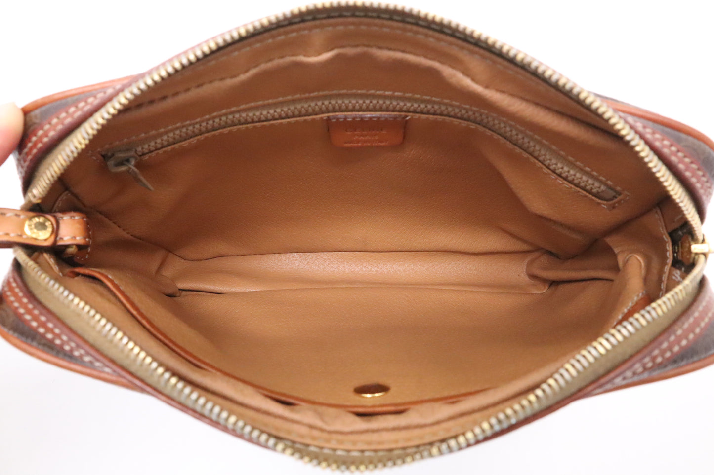 Celine Wrist Pouch in Brown Macadam Canvas