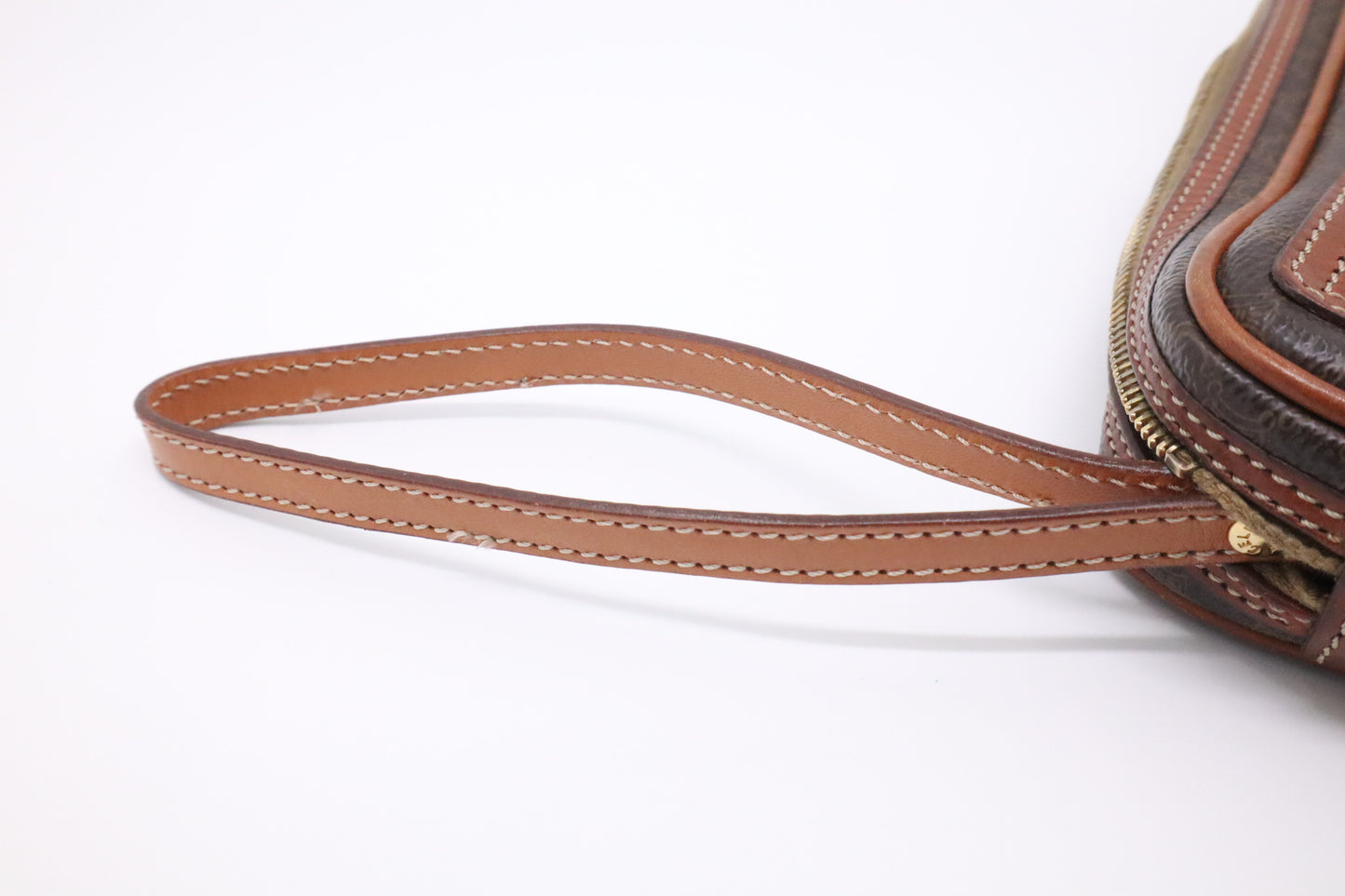 Celine Wrist Pouch in Brown Macadam Canvas