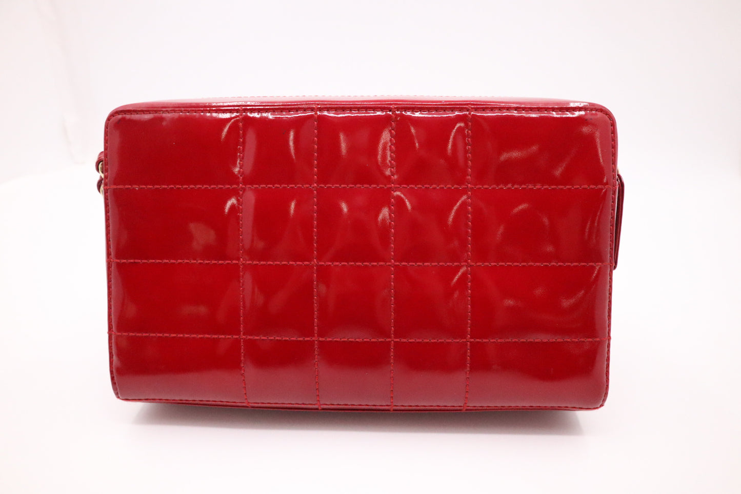 Chanel Chocobar Chain Hand Bag in Red Patent Leather