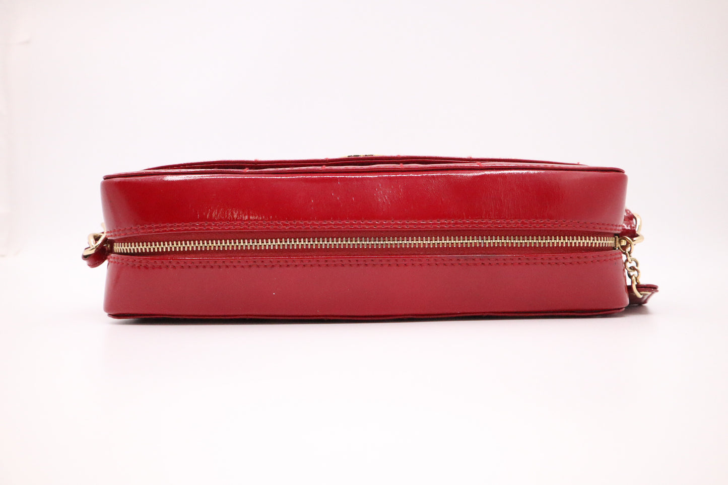 Chanel Chocobar Chain Hand Bag in Red Patent Leather