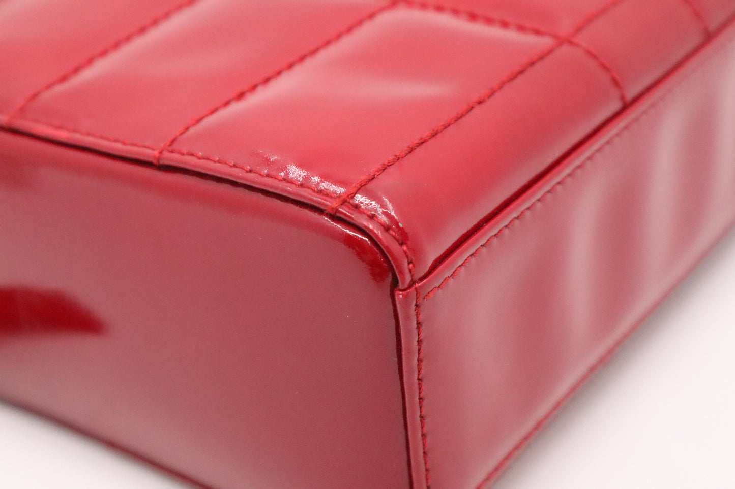 Chanel Chocobar Chain Hand Bag in Red Patent Leather