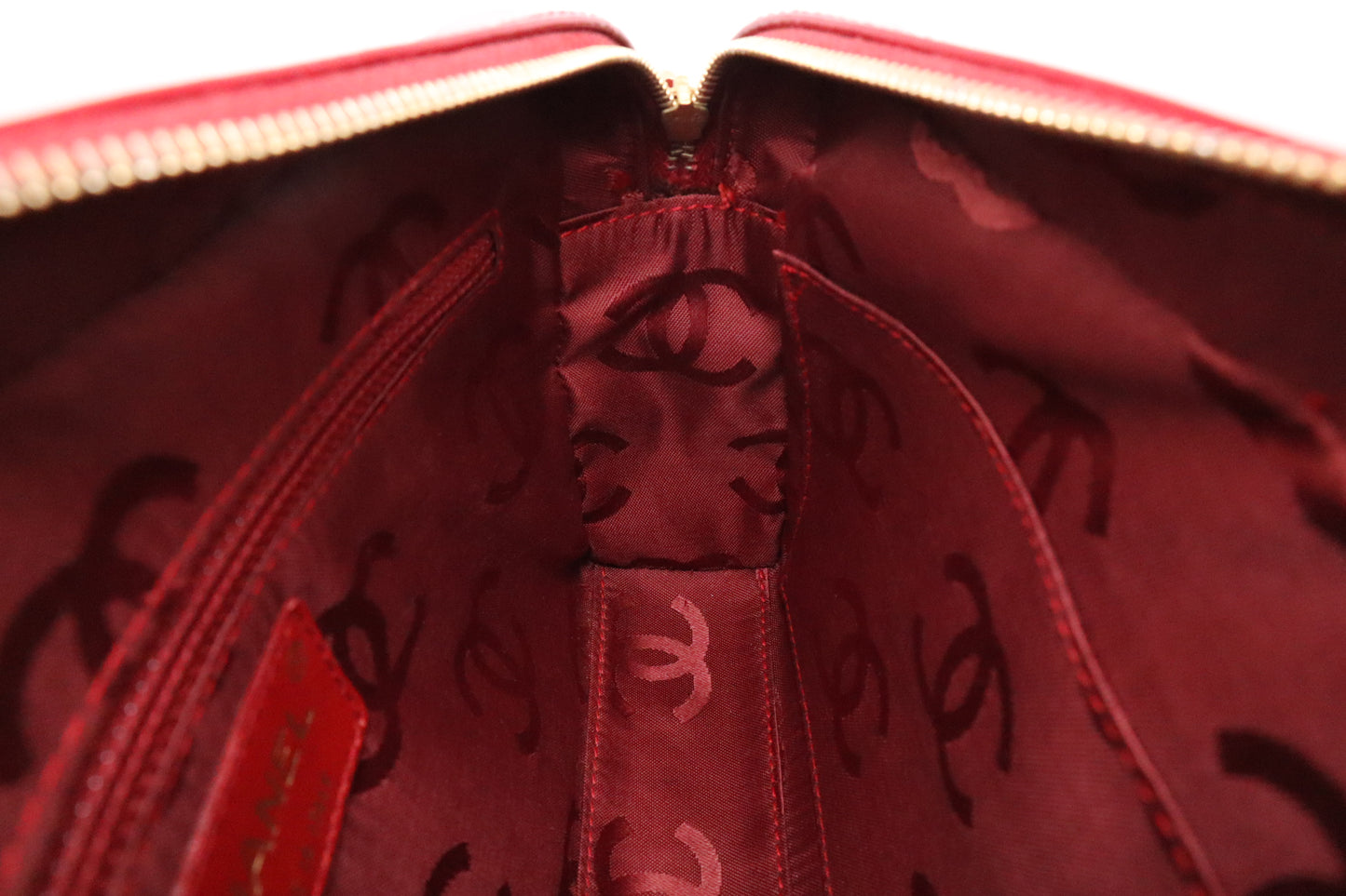 Chanel Chocobar Chain Hand Bag in Red Patent Leather