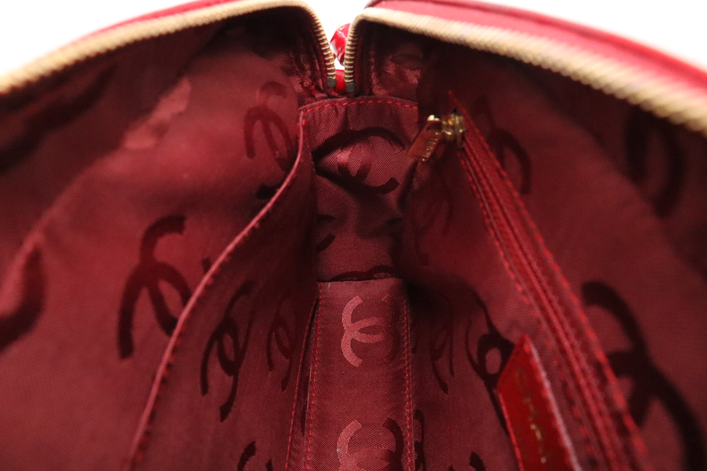 Chanel Chocobar Chain Hand Bag in Red Patent Leather