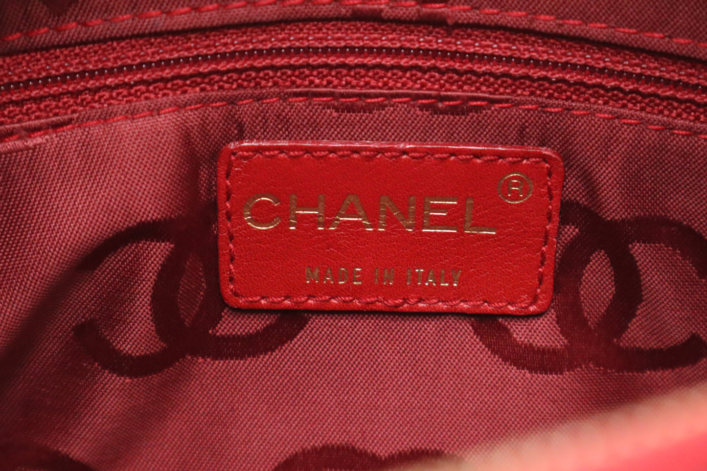 Chanel Chocobar Chain Hand Bag in Red Patent Leather