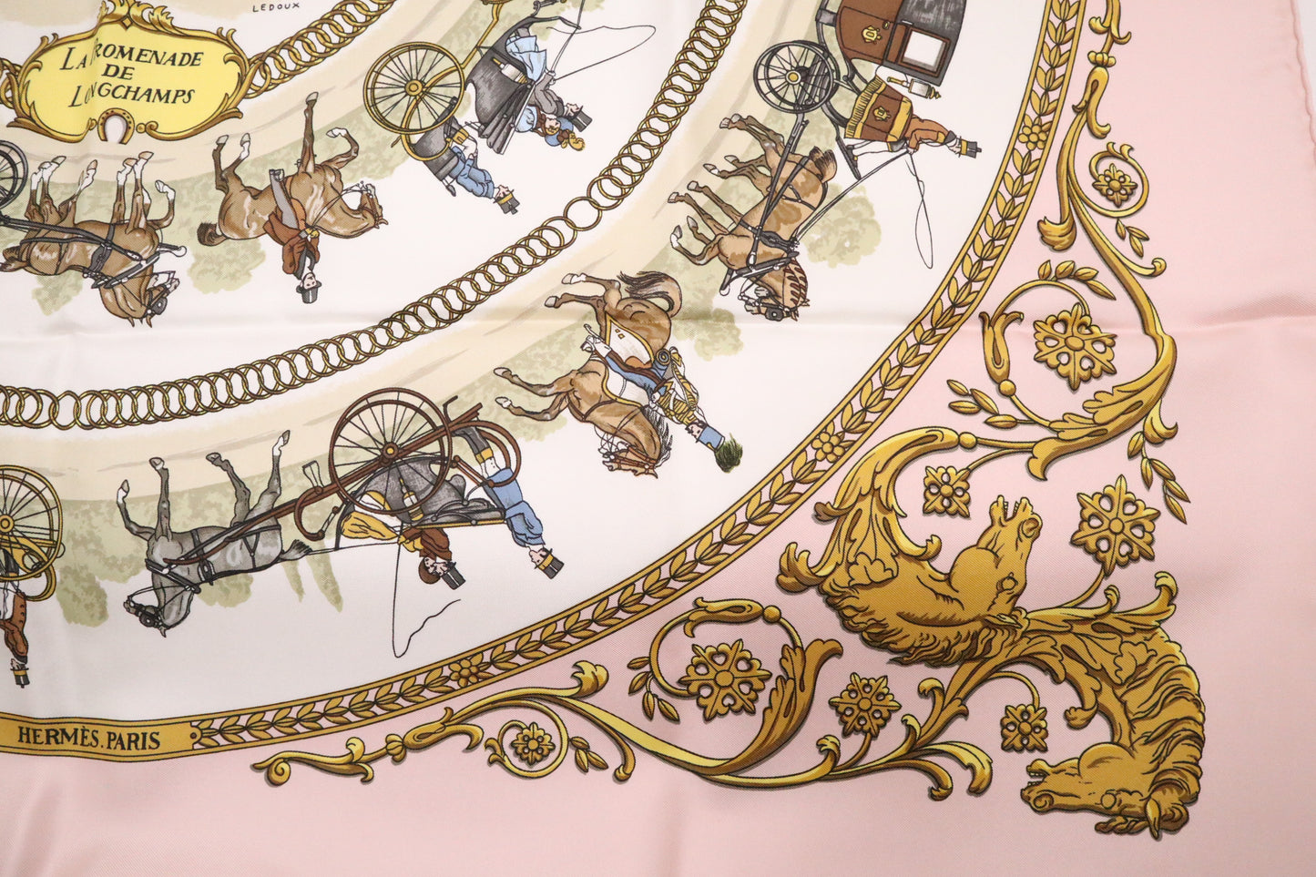 Hermes "La Promenade de Longchamps" Carre 90 in Pink Silk