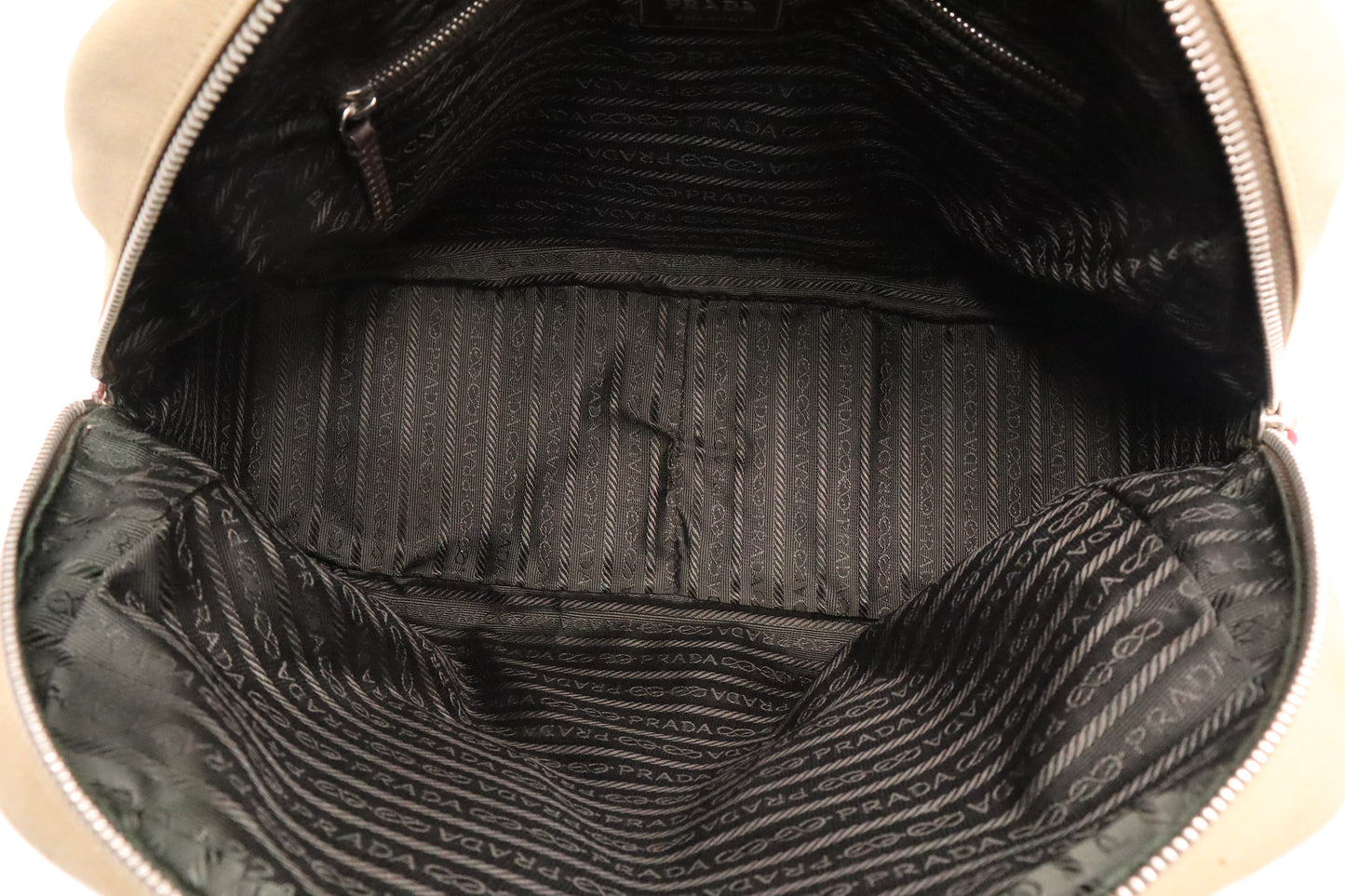 Prada Bowling Bag in Red Leather and Brown Canvas