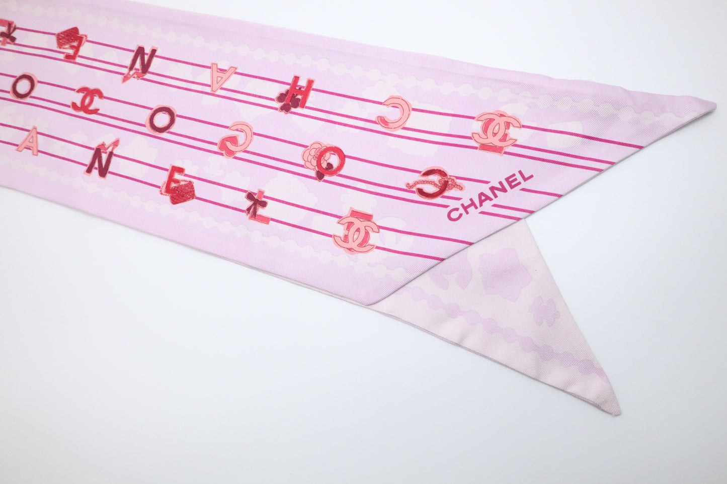 Chanel Scarf in Pink and Purple Silk