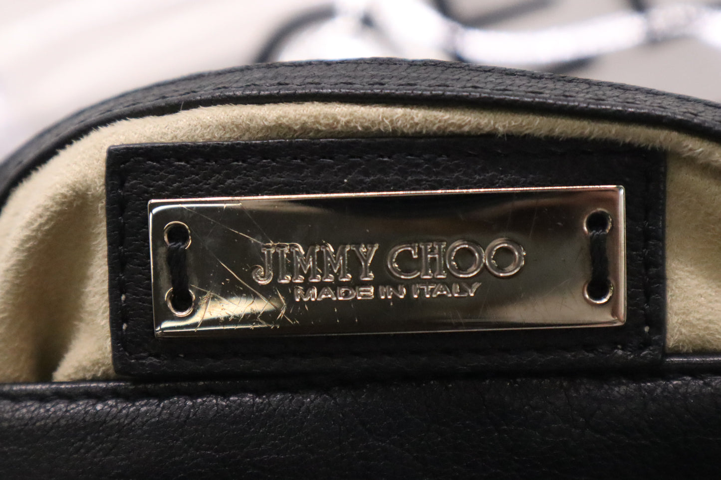 Jimmy Choo Biker Chain Shoulder Bag in Black Leather