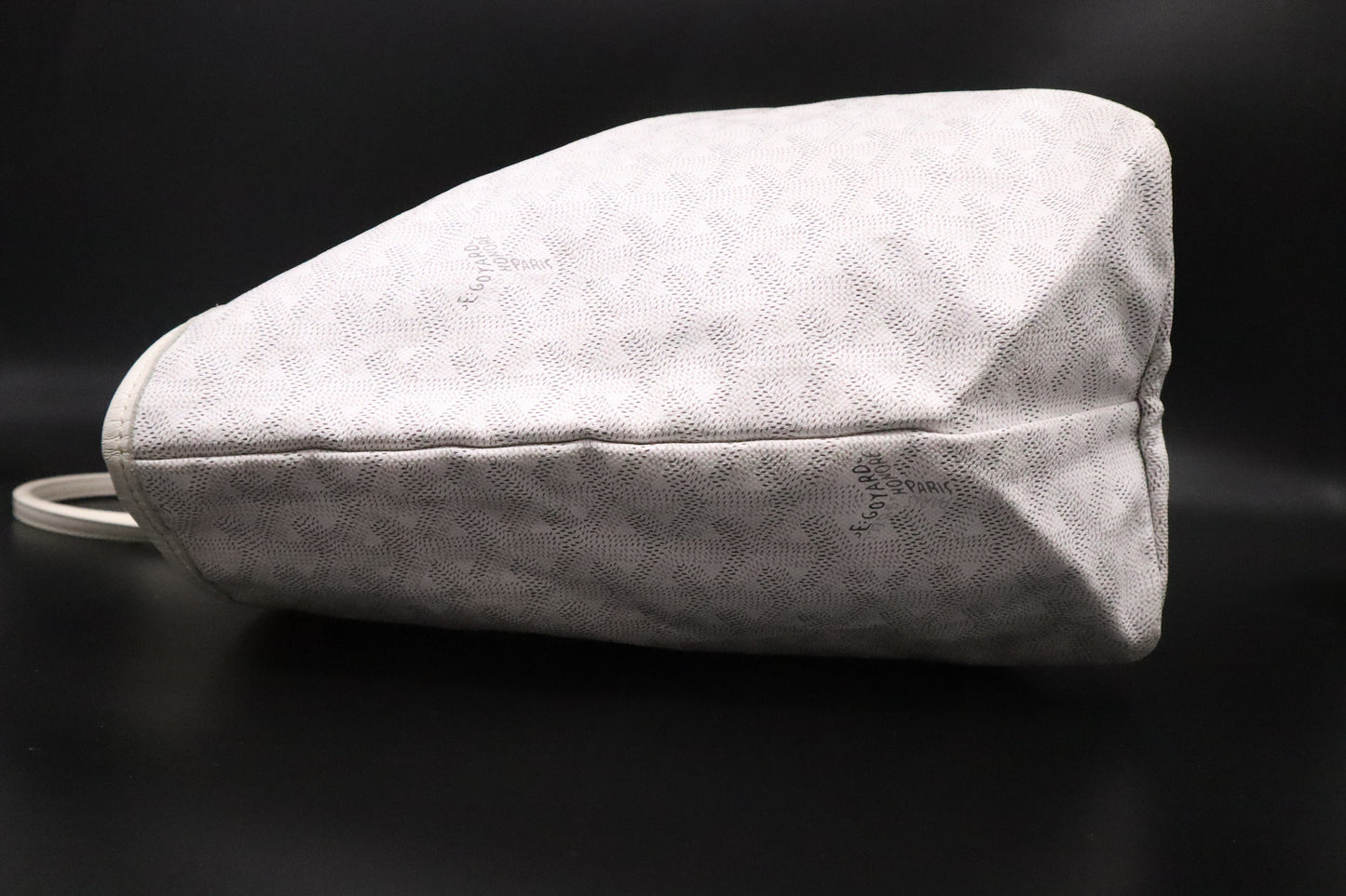 Goyard Saint-Louis PM in White Goyardine Canvas with Blue Stripe