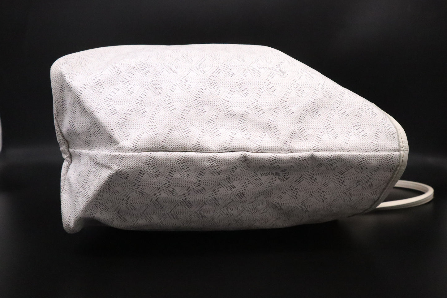 Goyard Saint-Louis PM in White Goyardine Canvas with Blue Stripe