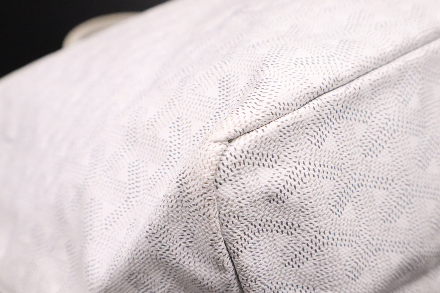 Goyard Saint-Louis PM in White Goyardine Canvas with Blue Stripe