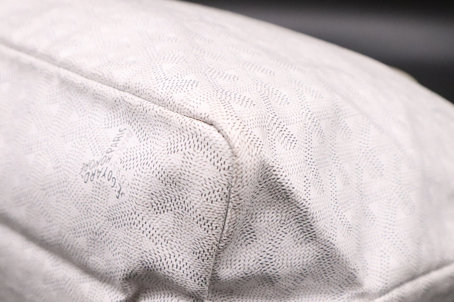 Goyard Saint-Louis PM in White Goyardine Canvas with Blue Stripe