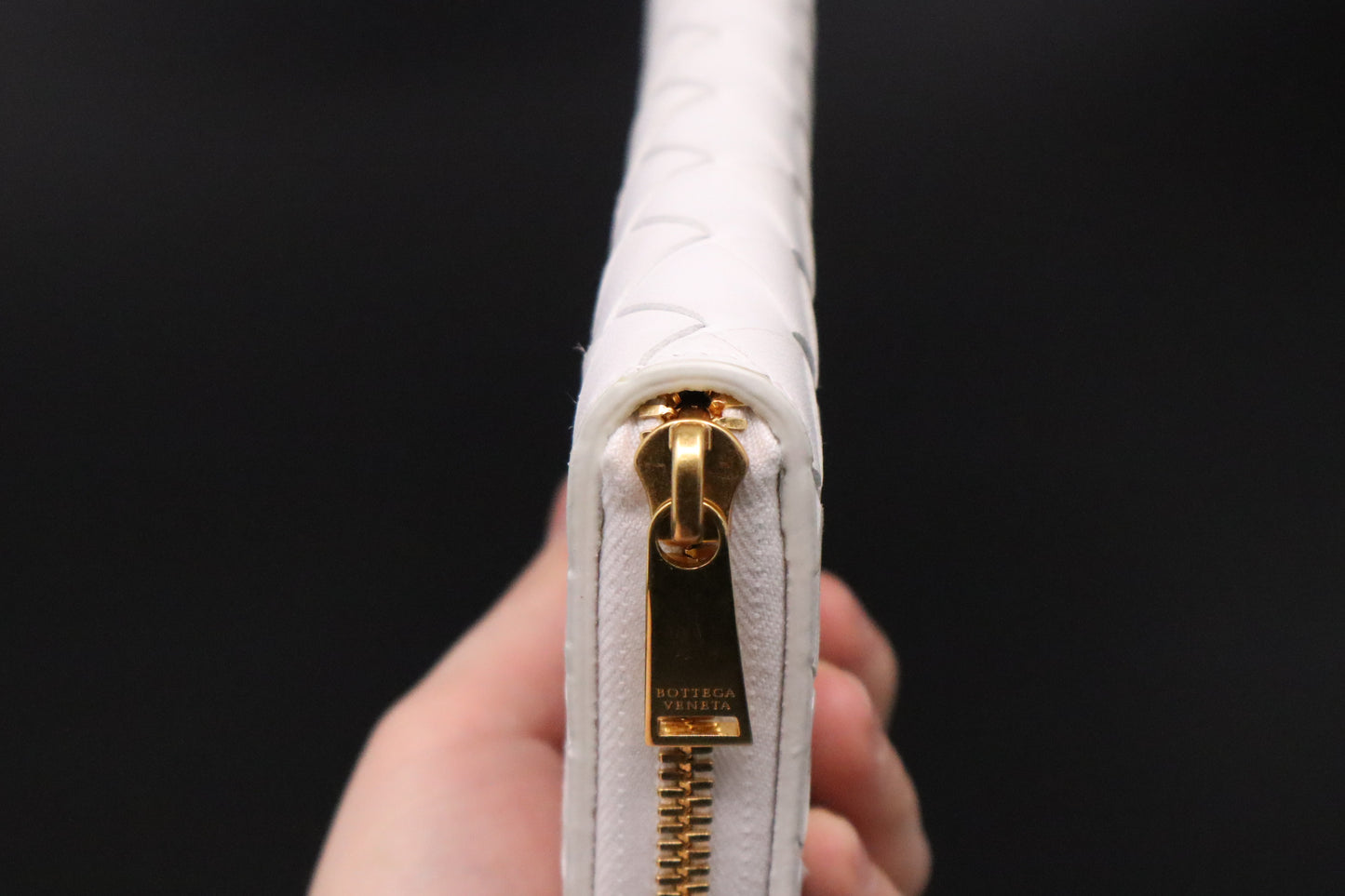 Bottega Veneta Zippy Wallet in White Intrecciato Leather