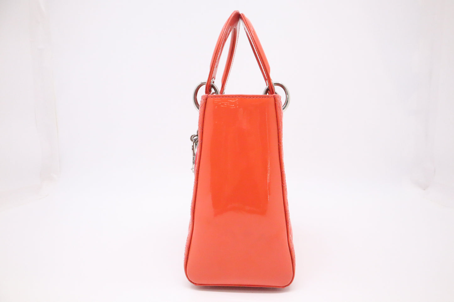 Dior Lady Dior Medium in Orange Cannage Patent Leather