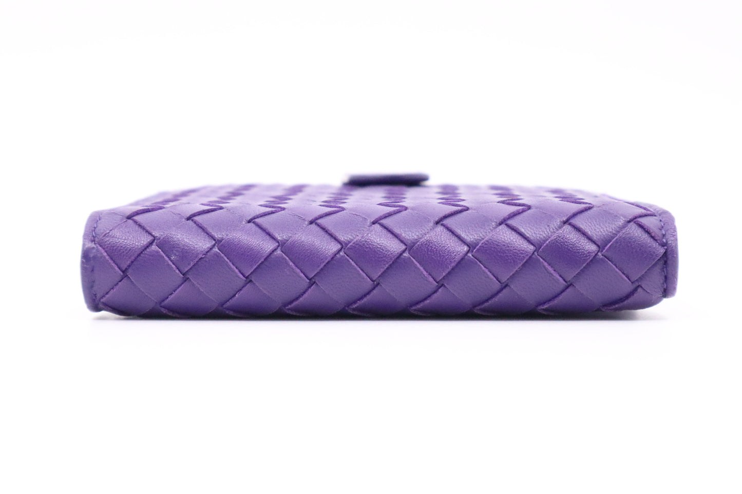 Bottega Veneta Compact Wallet in Purple Intrecciato Leather