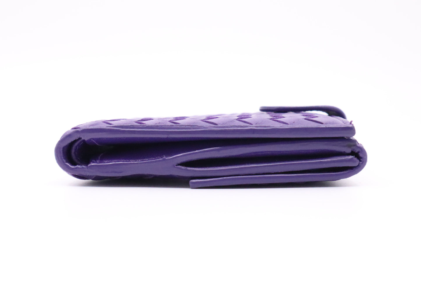 Bottega Veneta Compact Wallet in Purple Intrecciato Leather