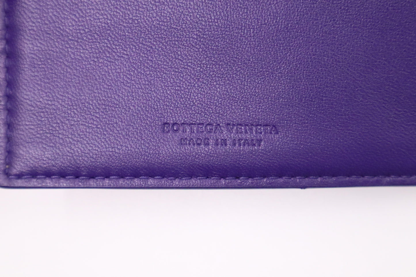 Bottega Veneta Compact Wallet in Purple Intrecciato Leather