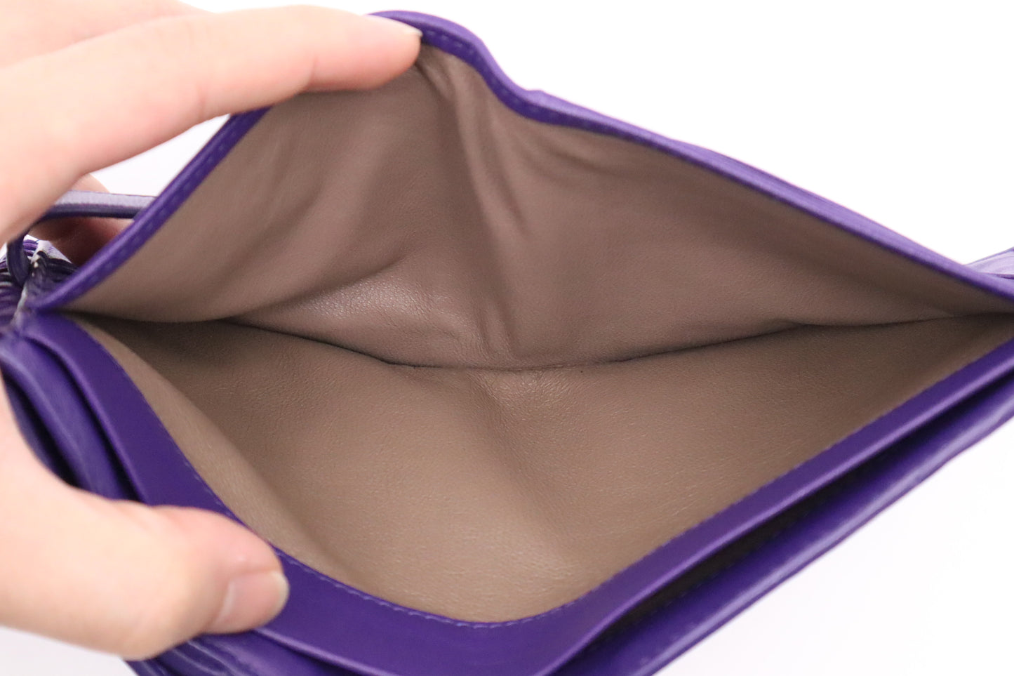 Bottega Veneta Compact Wallet in Purple Intrecciato Leather