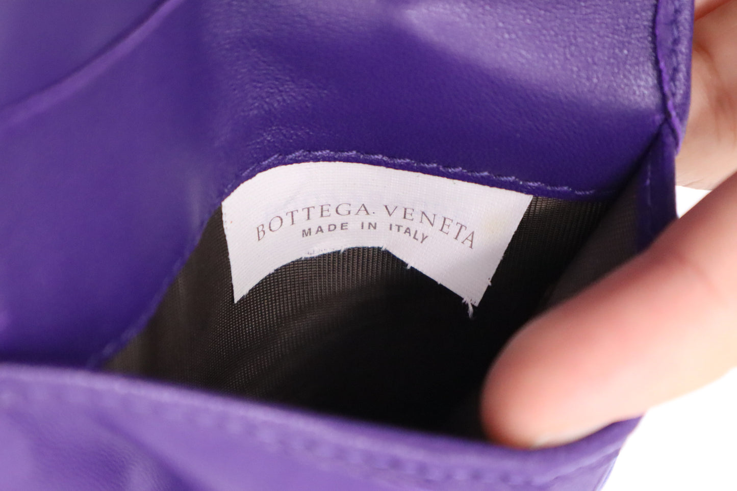 Bottega Veneta Compact Wallet in Purple Intrecciato Leather