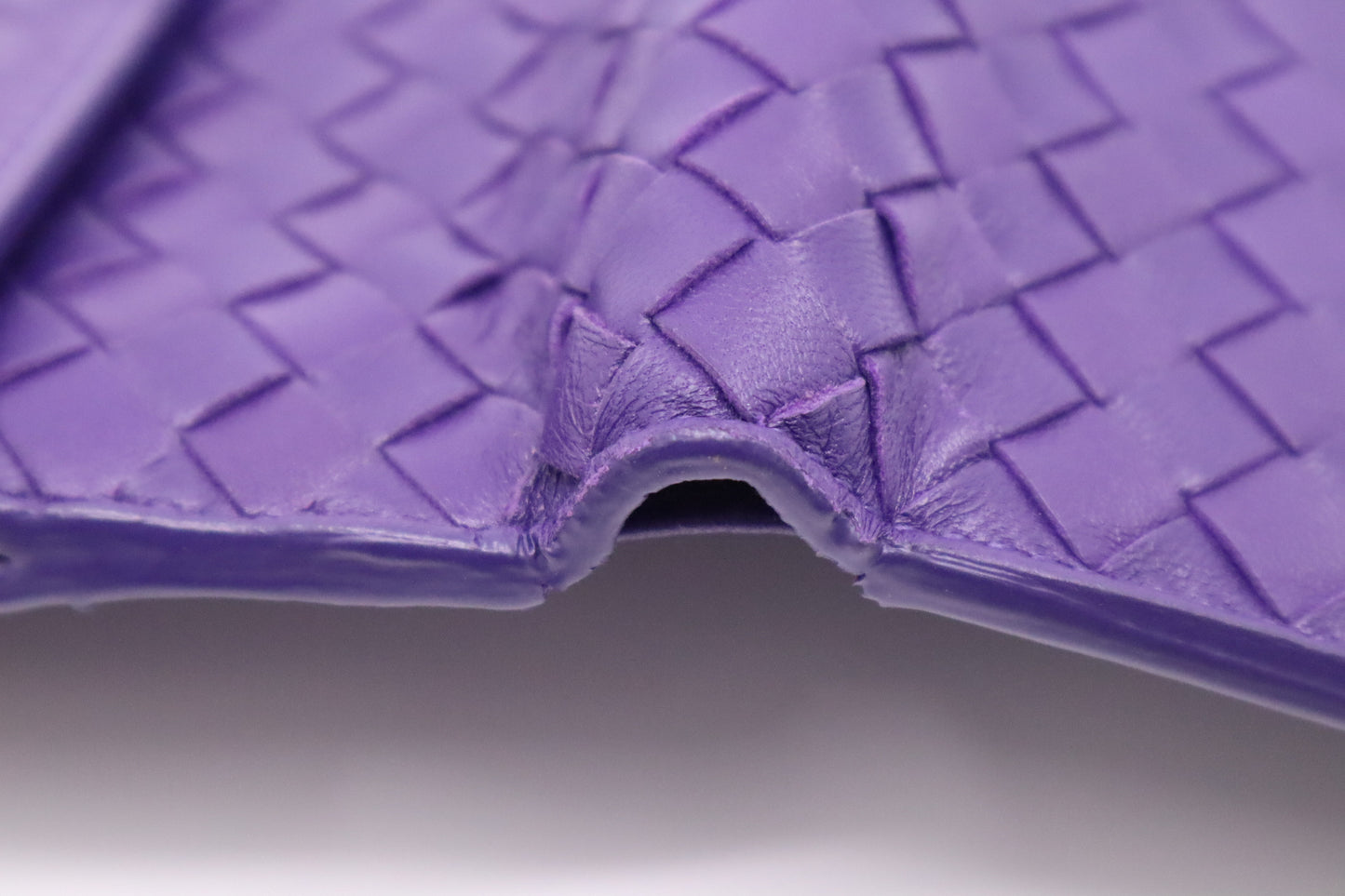 Bottega Veneta Compact Wallet in Purple Intrecciato Leather