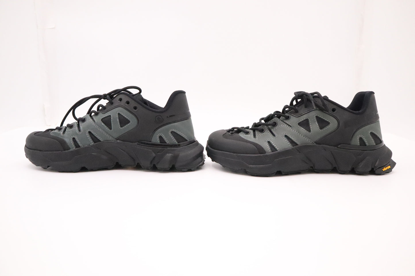 Moncler Silencio Sneakers in Black and Grey-Green Leather