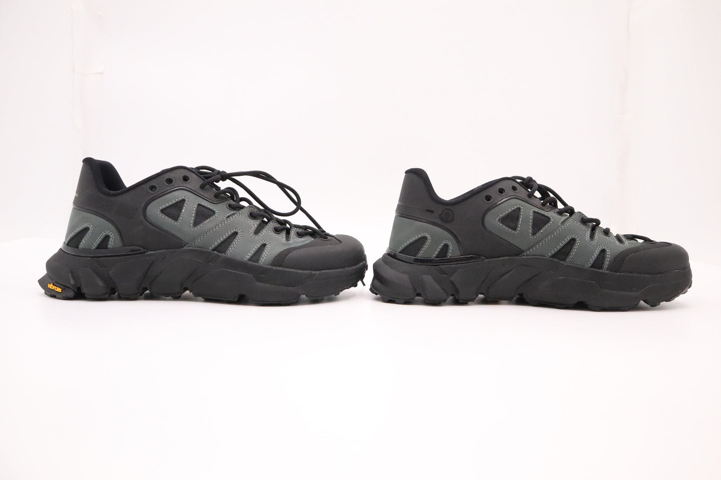 Moncler Silencio Sneakers in Black and Grey-Green Leather
